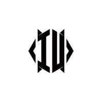 eu logotipo monograma com escudo forma desenhos modelo vetor