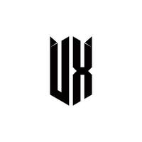 ux logotipo monograma com escudo forma desenhos modelo vetor