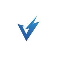 modelo de logotipo v letter lightning vetor