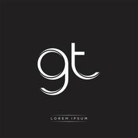 gt inicial carta Dividido minúsculas logotipo moderno monograma modelo isolado em Preto branco vetor