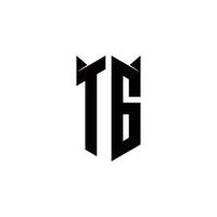 tg logotipo monograma com escudo forma desenhos modelo vetor