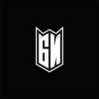 gn logotipo monograma com escudo forma desenhos modelo vetor