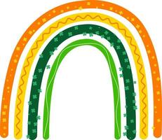 vetor santo patrick's dia boho arco Iris com trevos. isto arco Iris tem do patrício dia cores do laranja, branco e verde cor. adicionar uma pop do cor e Boa sorte para seu st. patrick's dia desenhos