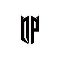 qp logotipo monograma com escudo forma desenhos modelo vetor