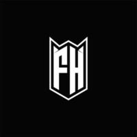 fh logotipo monograma com escudo forma desenhos modelo vetor