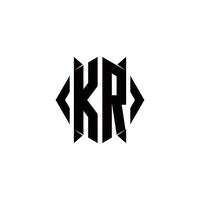 kr logotipo monograma com escudo forma desenhos modelo vetor