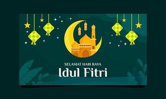 hari raya idul fitri bandeira fundo modelo vetor