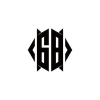gb logotipo monograma com escudo forma desenhos modelo vetor