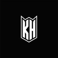kh logotipo monograma com escudo forma desenhos modelo vetor
