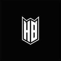 hb logotipo monograma com escudo forma desenhos modelo vetor