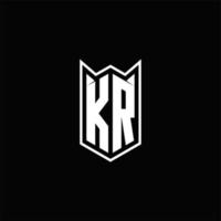 kr logotipo monograma com escudo forma desenhos modelo vetor