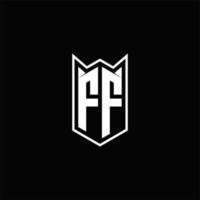 ff logotipo monograma com escudo forma desenhos modelo vetor