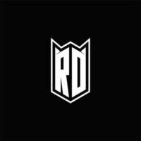 rd logotipo monograma com escudo forma desenhos modelo vetor