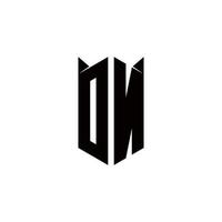 dn logotipo monograma com escudo forma desenhos modelo vetor