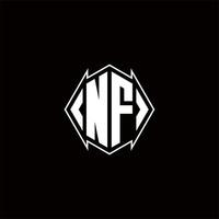 nf logotipo monograma com escudo forma desenhos modelo vetor