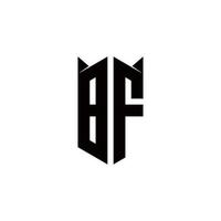 bf logotipo monograma com escudo forma desenhos modelo vetor