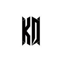kq logotipo monograma com escudo forma desenhos modelo vetor
