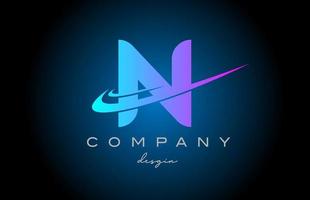 n Rosa azul alfabeto carta logotipo com Duplo swoosh. corporativo criativo modelo Projeto para companhia e o negócio vetor
