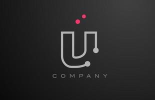cinzento v alfabeto carta logotipo ícone Projeto com Rosa ponto. criativo modelo para o negócio e companhia vetor