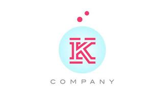azul Rosa k alfabeto carta logotipo ícone Projeto com pontos. criativo modelo para o negócio e companhia vetor
