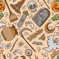 doodle halloween definir estoque vetor padrão de fundo sem emenda