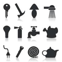 silhuetas do vários assuntos e ferramentas. uma vetor ilustração
