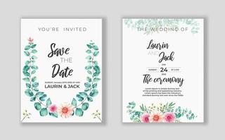 cartão de convite dourado floral de casamento salvar o design da data com flores cor de rosa
