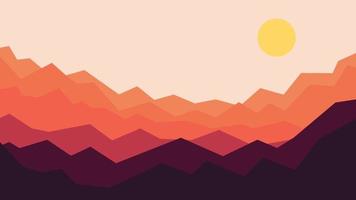 montanha e colinas abstrato vetor ilustração - montanha e pôr do sol vetor ilustração