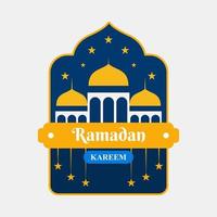 Ramadã kareem crachá mesquita vetor ilustração