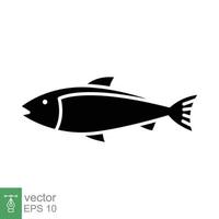 peixe ícone vetor silhueta símbolo. mar vida, atum, Peixes, natureza conceito para Comida modelo Projeto. sólido, glifo vetor ilustração isolado em branco fundo. eps 10.