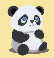 uma fofa panda sentar em amarelo fundo ilustração Projeto vetor