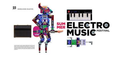 cartaz do festival de música eletrônica e design de banner vetor