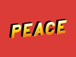 Letras 3D da paz em desenho vetorial de fundo vermelho vetor