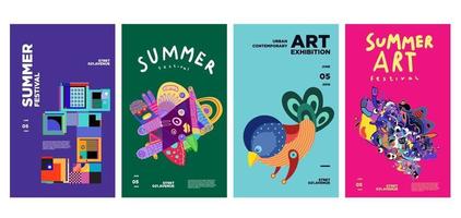 exposição de arte e cultura de verão design de pôster colorido vetor