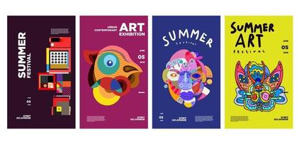 exposição de arte e cultura de verão design de pôster colorido vetor
