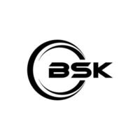 design de logotipo de carta bsk na ilustração. logotipo vetorial, desenhos de caligrafia para logotipo, pôster, convite, etc. vetor