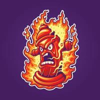 Bravo flamejante fogo Hidrante logotipo desenho animado ilustrações vetor