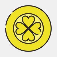 ícone ouro moeda com trevo. st. patrick's dia celebração elementos. ícones dentro preenchidas linha estilo. Boa para impressões, cartazes, logotipo, vetor