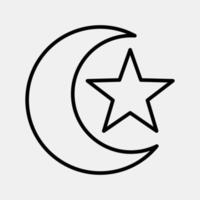 ícone lua e estrela. islâmico elementos do ramadã, eid al fitr, eid al adha. ícones dentro linha estilo. Boa para impressões, cartazes, logotipo, decoração, cumprimento cartão, etc. vetor