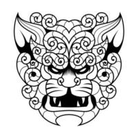 Komainu vetor. Komainu leão Preto e branco logotipo Projeto vetor ilustração modelo