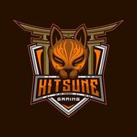 kitsune e-sport logotipo. kitsune mascote Japão Lobo mascarar logotipo Projeto vetor ilustração modelo