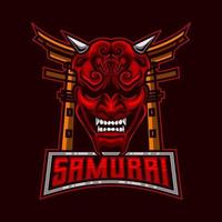 samurai e-sport logotipo. mascote ronin samurai mascarar Bravo face logotipo ícone símbolo vintage modelo vetor