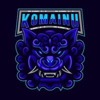 Komainu mascote logotipo. Komainu leão mascote logotipo Projeto com moderno ilustração conceito estilo para distintivo. Bravo Komainu ilustração para esporte e esport equipe. vetor