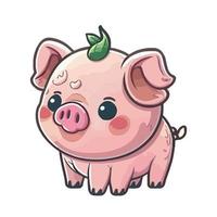 fofa porco desenho animado estilo vetor