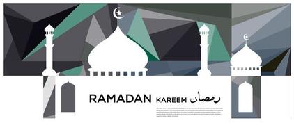 Ramadan Kareem Mesquita Islâmica Fundo verde e azul vetor