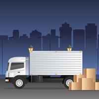 Vetor de caminhão em movimento logístico