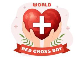 mundo vermelho Cruz dia em pode 8 ilustração para médico saúde e fornecendo sangue dentro mão desenhado para rede bandeira ou aterrissagem página modelos vetor