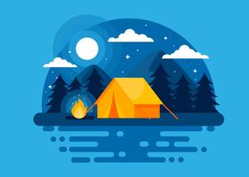 Vetor de acampamento de noite de verão