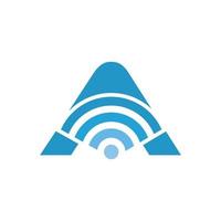 uma carta Wi-fi logotipo azul cor vetor