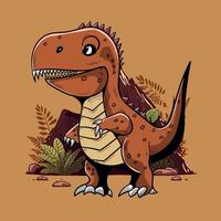 fofa dinossauro t rex com montanha ilustração vetor obra de arte
